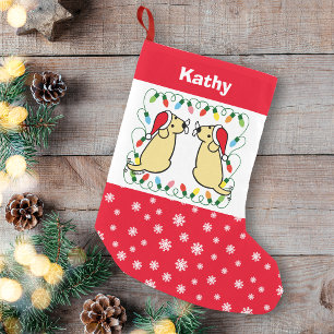 Christmas Twin Santa Yellow Labradors Stocking