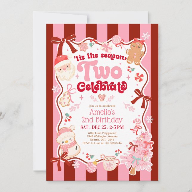 Christmas Two Celebrate 2nd Birthday Invitation (Front)