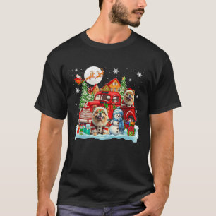 Christmas Two Santa Chow Chows On Pickup Truck Sno T-Shirt