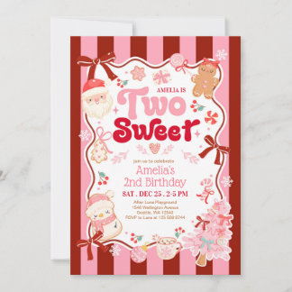 Christmas Two Sweet 2nd Birthday Invitation