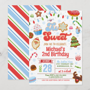 Christmas Two Sweet Birthday Invitation - Boy