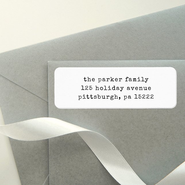 Christmas Typewriter | Black and White (A simple, vintage black and white address label with typewriter text for a nostalgic Christmas look)
