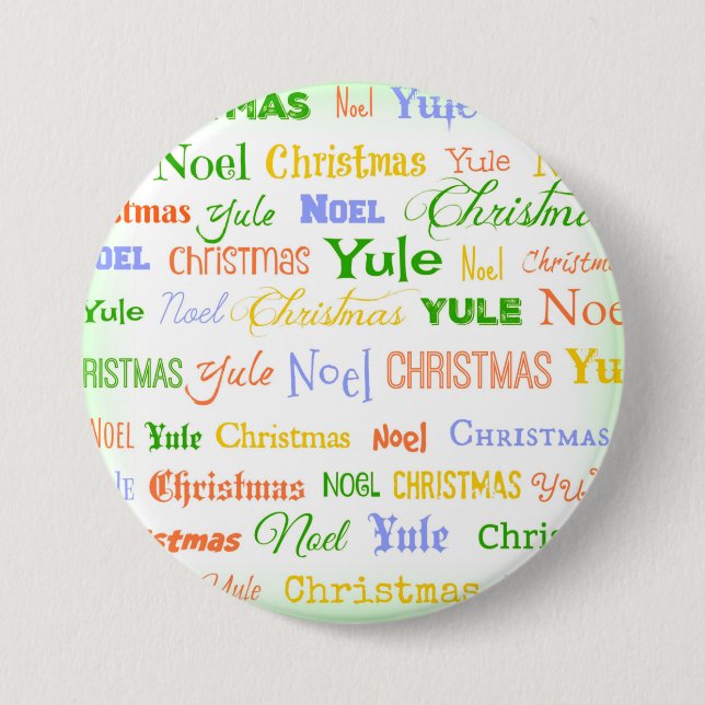 Christmas Typography 3 Inch Round Button (Front)