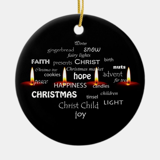 Christmas Typography Ceramic Ornament (Front)