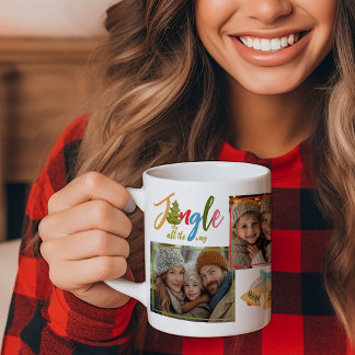 Christmas Typography Colourful Modern Name Photo Coffee Mug