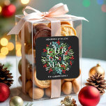 CHRISTMAS Typography Holly Berries Homemade Square Sticker<br><div class="desc">Homemade with Love personalized square stickers feature the word CHRISTMAS among elegant leaves and berries with your name and greeting in chic white lettering. MATCHING items in our store.</div>