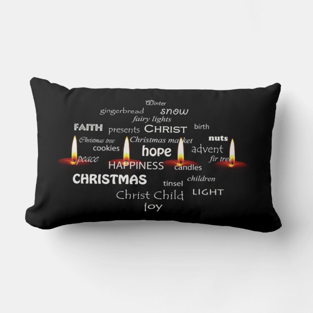 Christmas Typography Lumbar Pillow (Front)