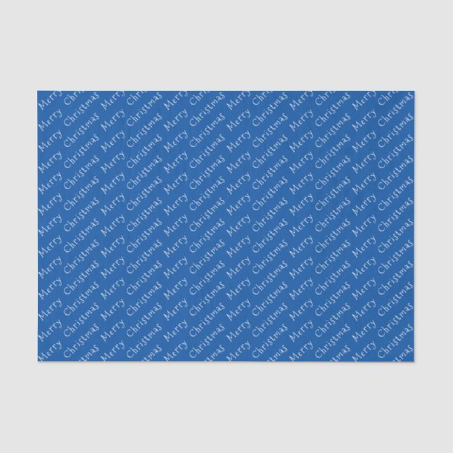 Christmas Typography White on Blue Tissue Paper (Front)