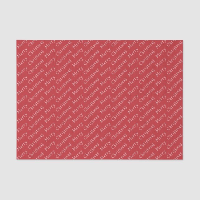 Christmas Typography White on Dark Red Tissue Paper (Front)