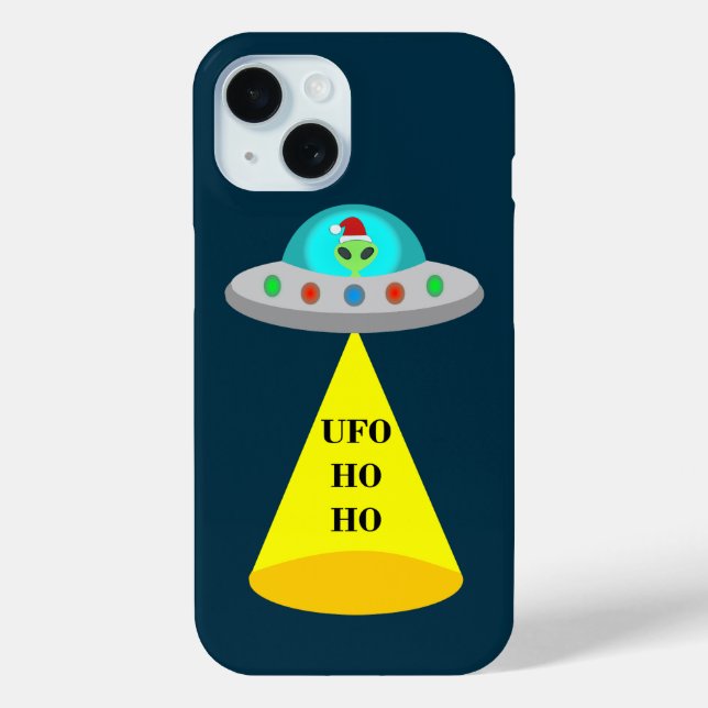 Christmas UFO Ho Ho Alien flying saucer Case-Mate iPhone Case (Back)