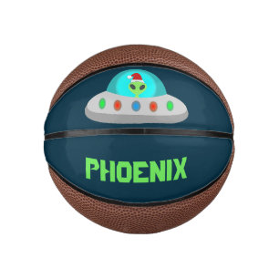 Christmas UFO Ho Ho Alien flying saucer Custom Mini Basketball