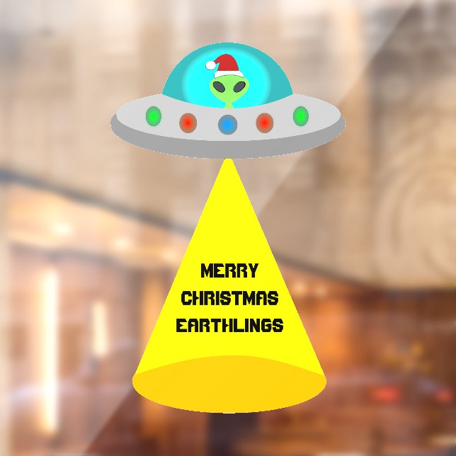 Christmas UFO Ho Ho Alien flying saucer Custom Window Cling (Sheet 2)