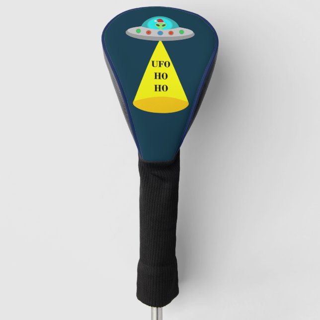Christmas UFO Ho Ho Alien flying saucer Golf Head Cover (Front)
