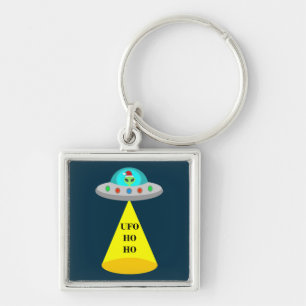 Christmas UFO Ho Ho Alien flying saucer Keychain