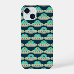 Christmas UFO Ho Ho Alien flying saucer Patterned iPhone 15 Case