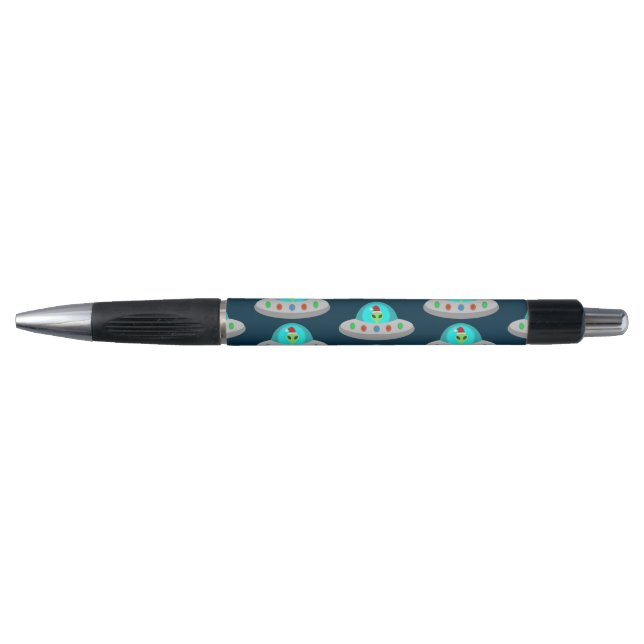 Christmas UFO Ho Ho Alien flying saucer Patterned Pen (Front)