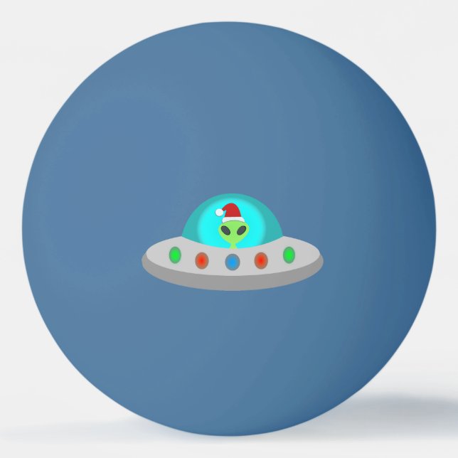 Christmas UFO Ho Ho Alien flying saucer Ping Pong Ball (Front)