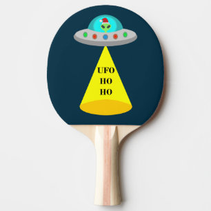 Christmas UFO Ho Ho Alien flying saucer Ping Pong Paddle