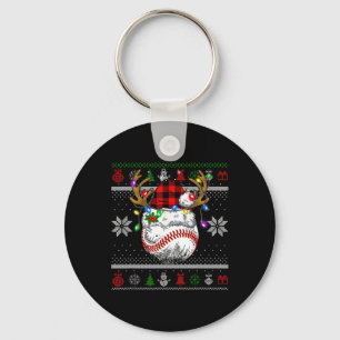 Christmas Ugly Sater Santa Hat Men Kids Baseball Keychain