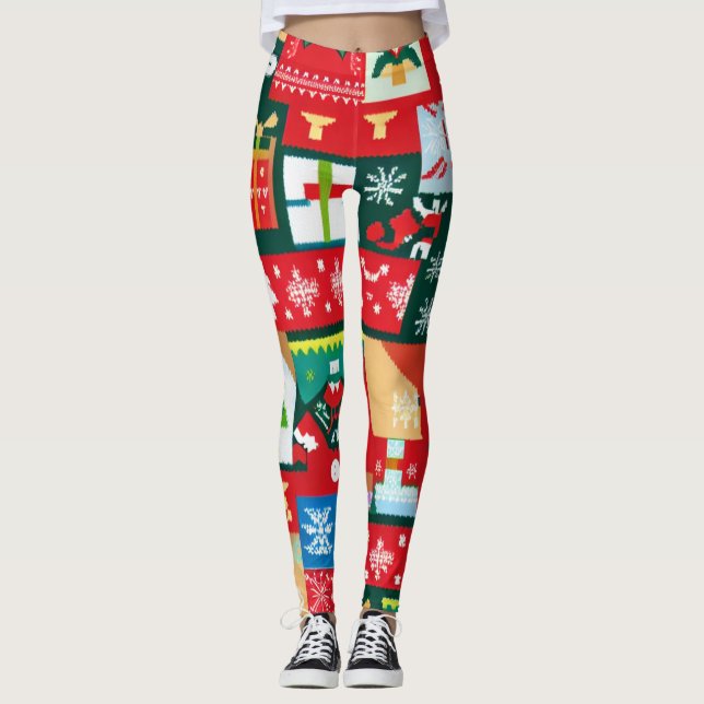 Christmas Ugly Sweater 1 Leggings (Front)