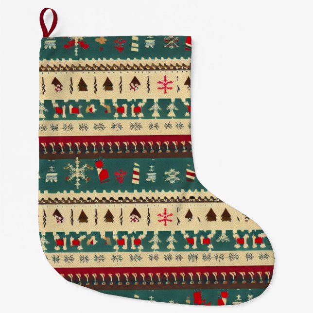 Christmas Ugly Sweater 5 Large Christmas Stocking (Front)