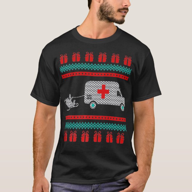 Christmas Ugly Sweater Ambulance Emergency EMT San (Front)