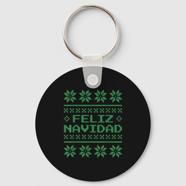Christmas Ugly Sweater Feliz Navidad Xel Pattern S Keychain (Front)