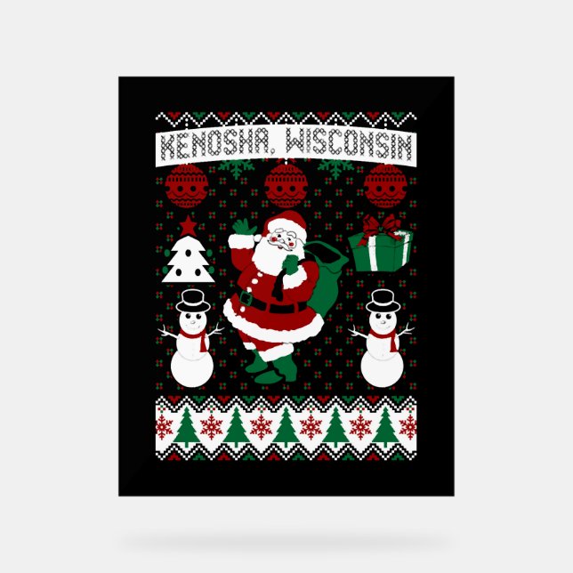 Christmas Ugly Sweater Kenosha Wisconsin Acrylic Sign (Front)