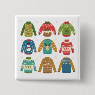 Christmas Ugly Sweaters 2 Inch Square Button