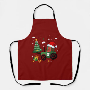 Christmas Ugly Xmas Funny Santa Reindeer Truck  Apron
