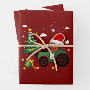 Christmas Ugly Xmas Funny Santa Reindeer Truck Wrapping Paper Sheet