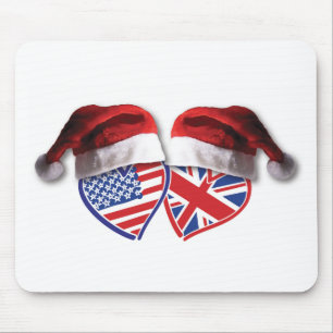 Christmas UK USA Patriotic Heats Mouse Pad