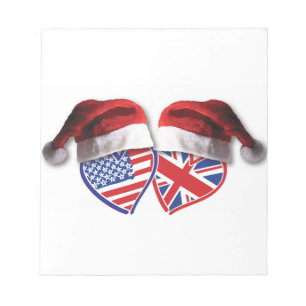Christmas UK USA Patriotic Heats Notepad