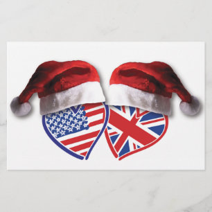 Christmas UK USA Patriotic Heats Stationery