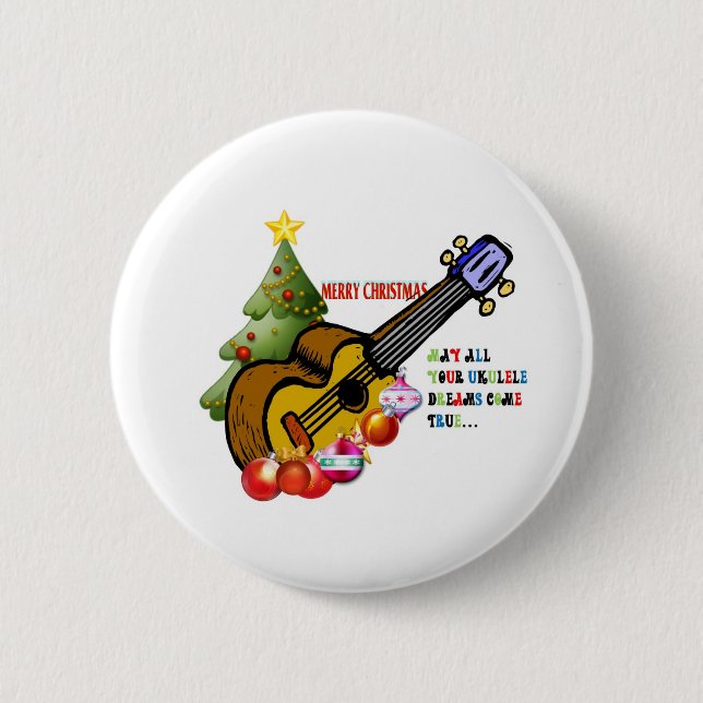 Christmas Ukulele Shirt 2 Inch Round Button (Front)