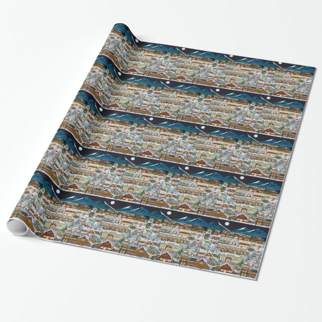 Christmas Under the Cascade Mountains Wrapping Paper (Unrolled)