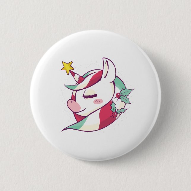 Christmas Unicorn 2 Inch Round Button (Front)