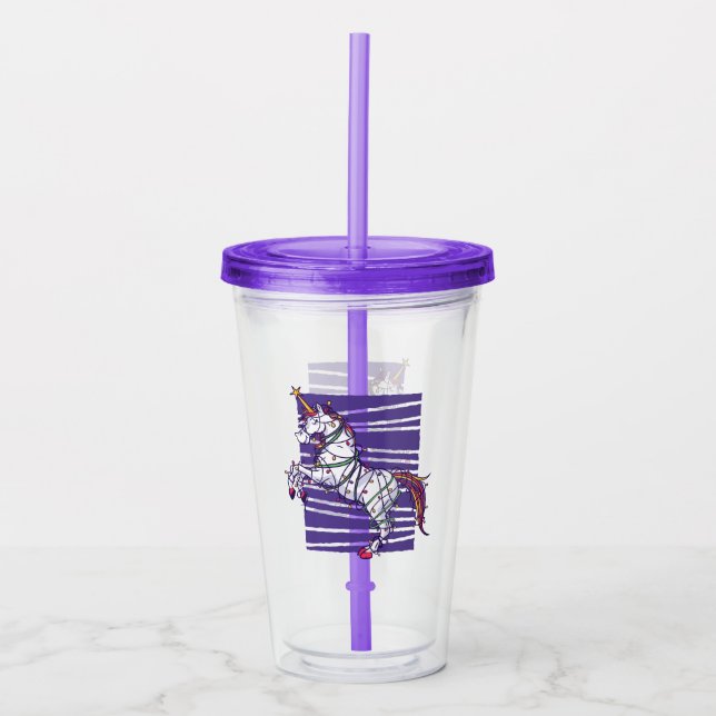 Christmas Unicorn Acrylic Tumbler (Front)