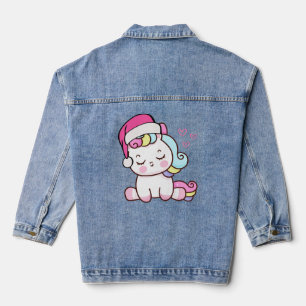 Christmas Unicorn Baby Denim Jacket