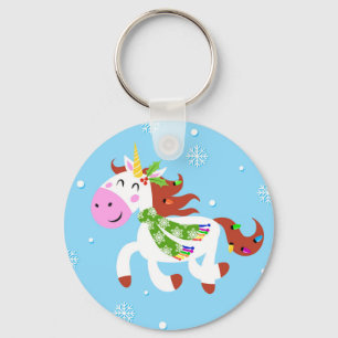 Christmas Unicorn Cartoon Keychain