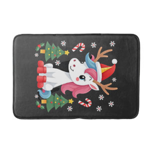 Christmas Unicorn Cute Magical Xmas Toddler Girls Bath Mat