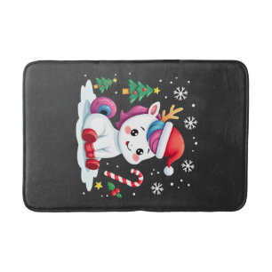 Christmas Unicorn Cute Magical Xmas Toddler Girls Bath Mat