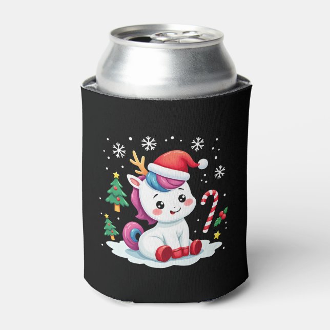 Christmas Unicorn Cute Magical Xmas Toddler Girls  Can Cooler (Can Front)
