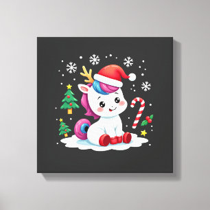 Christmas Unicorn Cute Magical Xmas Toddler Girls  Canvas Print