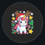 Christmas Unicorn Cute Magical Xmas Toddler Girls  Classic Round Sticker<br><div class="desc">Christmas Unicorn Cute Magical Xmas Toddler Girls Kids Women</div>