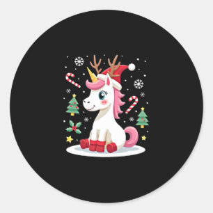 Christmas Unicorn Cute Magical Xmas Toddler Girls  Classic Round Sticker