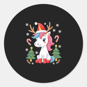 Christmas Unicorn Cute Magical Xmas Toddler Girls  Classic Round Sticker