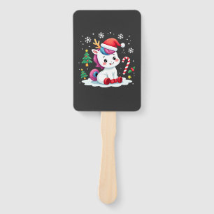 Christmas Unicorn Cute Magical Xmas Toddler Girls  Hand Fan