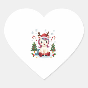 Christmas Unicorn Cute Magical Xmas Toddler Girls  Heart Sticker