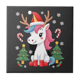 Christmas Unicorn Cute Magical Xmas Toddler Girls Tile